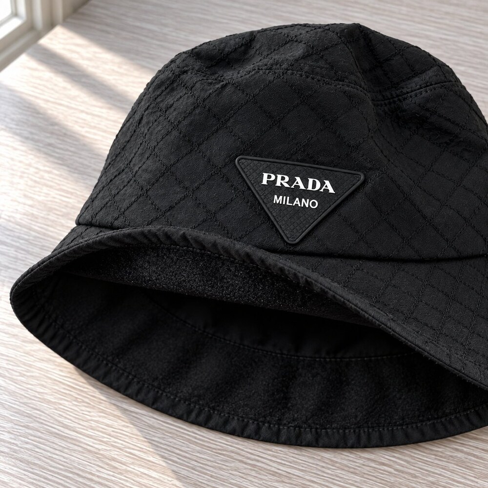 Prada Black Diamond-Texture Bucket Hat - Picture 6 of 6
